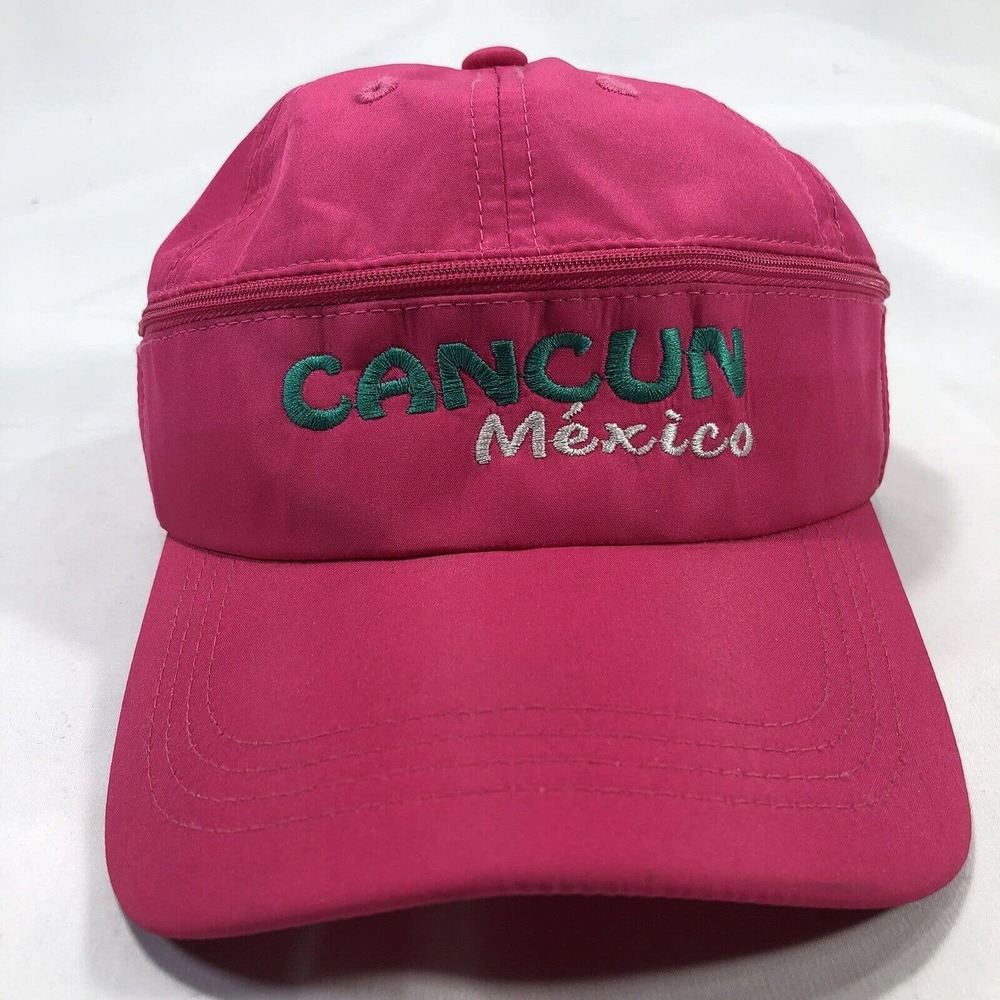 Cancun Mexico Pink Hat Cap Zips Into Visor One Size Fits Most Adjustable OSFM